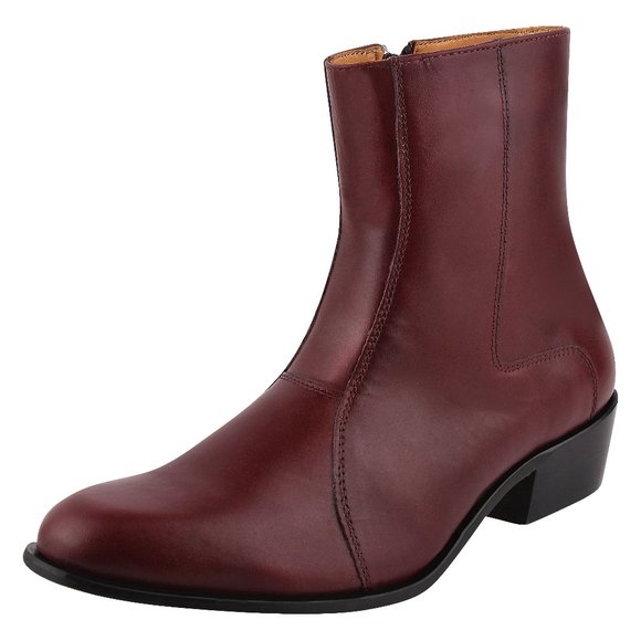LIBERTYZENO Men's Burgundy Lace-Up Casual Boots - Picture 1 of 7